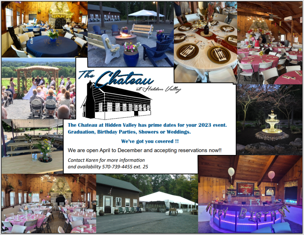 Book your private events at the Chateau at Hidden Valley